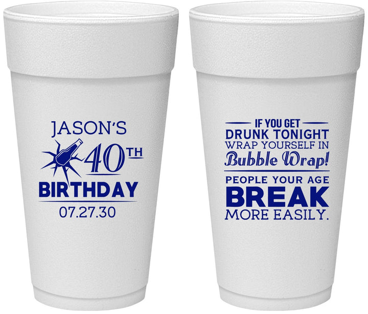 Personalized Birthday 24 oz Foam Cups - 40th | 20088