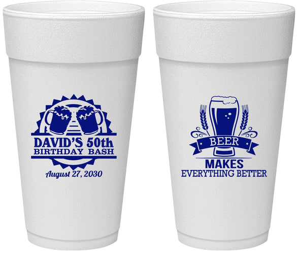 Personalized Birthday 24 oz Foam Cups - 50th | 20089