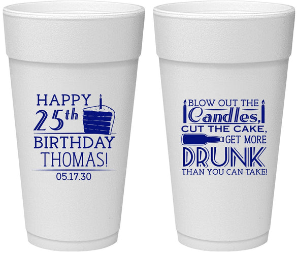 Personalized Birthday 24 oz Foam Cups - 25th | 20091
