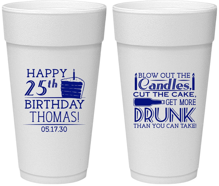 Personalized Birthday 24 oz Foam Cups - 25th | 20091
