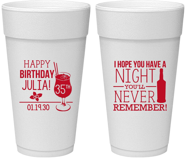 Personalized Birthday 24 oz Foam Cups - 35th | 20092