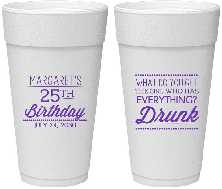 Personalized Birthday 24 oz Foam Cups - 25th | 20093