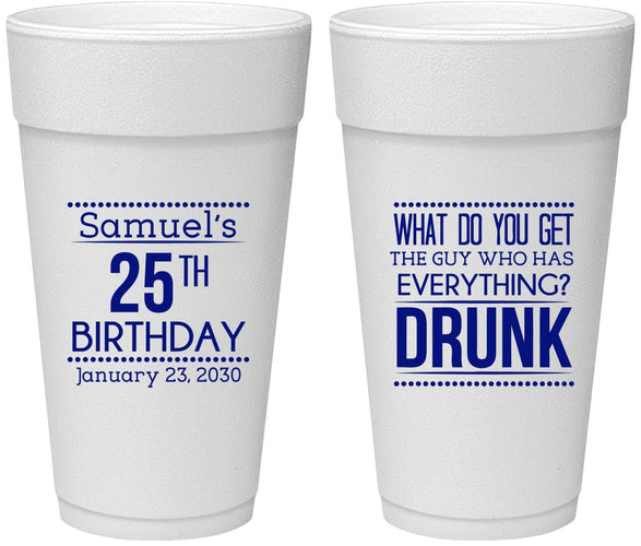 Personalized Birthday 24 oz Foam Cups - 25th | 20094