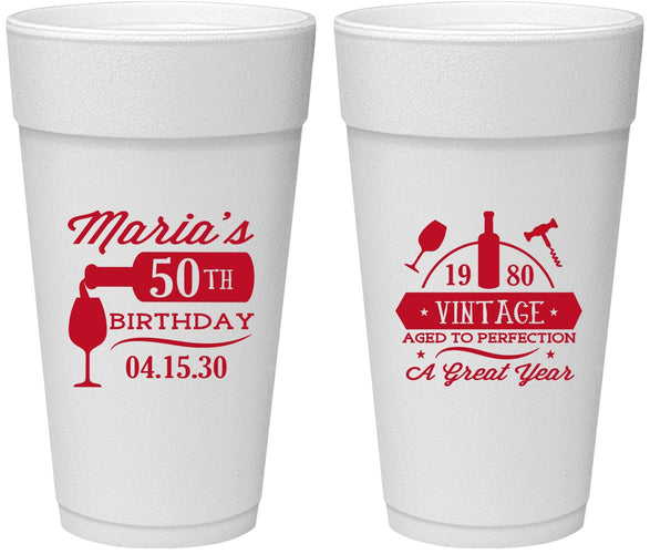 Personalized Birthday 24 oz Foam Cups - 50th Wine | 20098