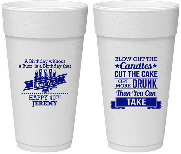 Personalized Birthday 24 oz Foam Cups - 40th | 20101