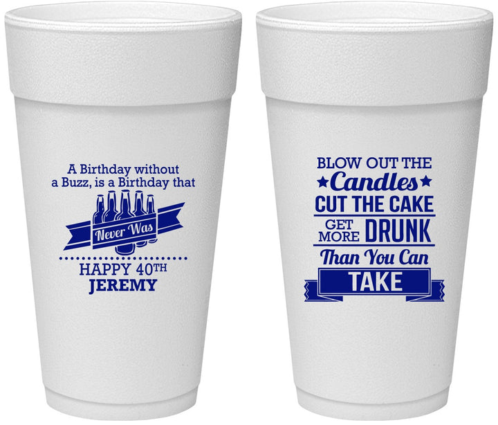 Personalized Birthday 24 oz Foam Cups - 40th | 20101
