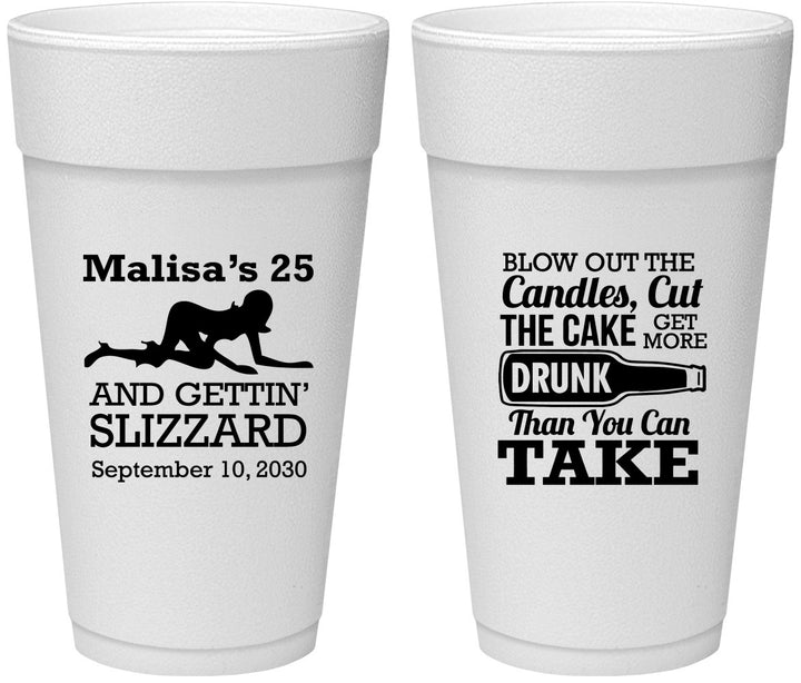Personalized Birthday 24 oz Foam Cups - 25th Strip Club | 20102