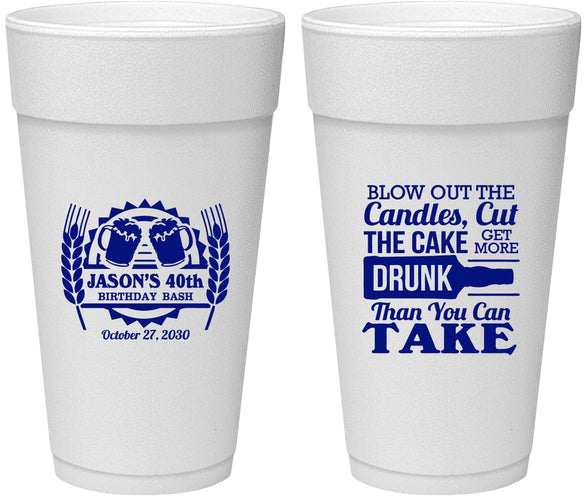 Personalized Birthday 24 oz Foam Cups - 40th | 20103
