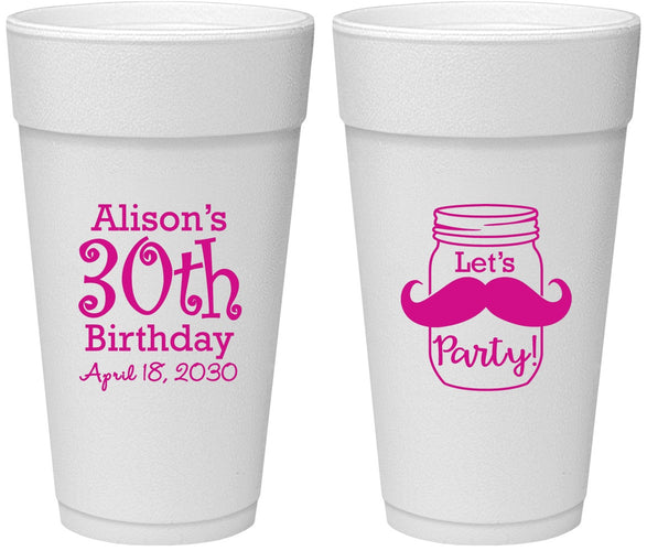 Personalized Birthday 24 oz Foam Cups - 30th | 20104