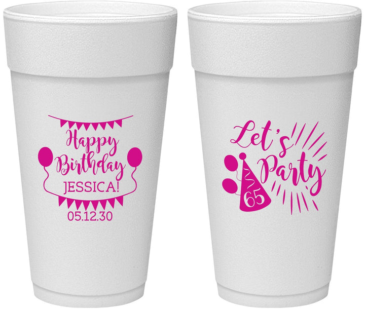 Personalized Birthday 24 oz Foam Cups - 65th | 20105