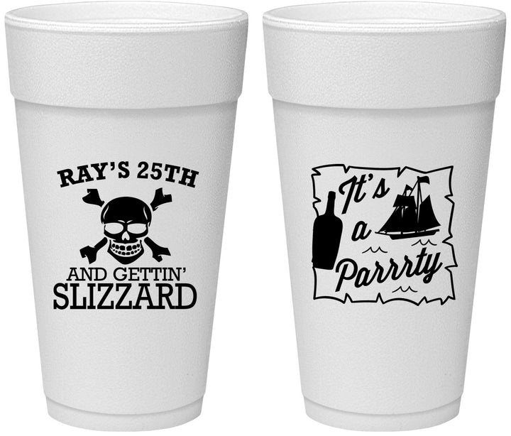 Personalized Birthday 24 oz Foam Cups - 25th Pirate | 20107