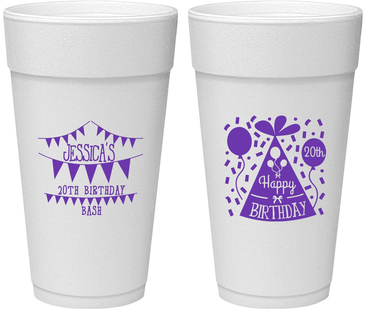 Personalized Birthday 24 oz Foam Cups - 20th | 20113