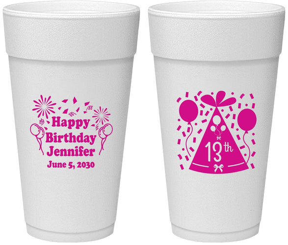 Personalized Birthday 24 oz Foam Cups - 13th | 20116