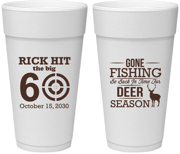 Personalized Birthday 24 oz Foam Cups - 60th Gone Fishing | 20126
