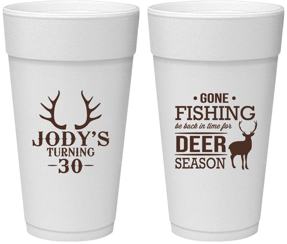 Personalized Birthday 24 oz Foam Cups - 30th Deer Season | 20127