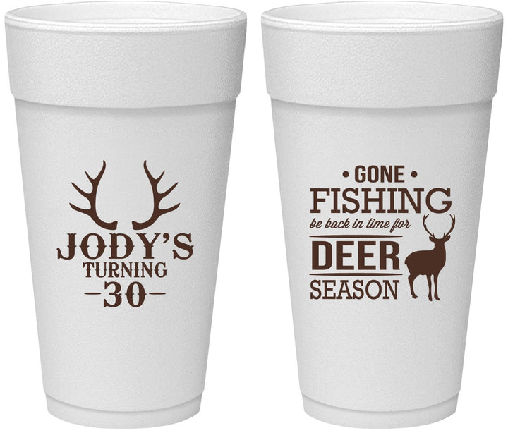 Personalized Birthday 24 oz Foam Cups - 30th Deer Season | 20127