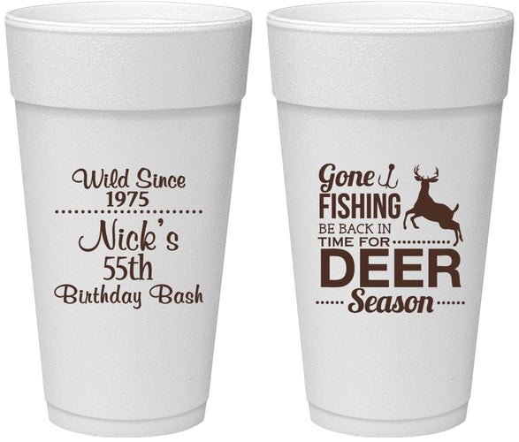Personalized Birthday 24 oz Foam Cups - 55th Gone Fishing | 20128