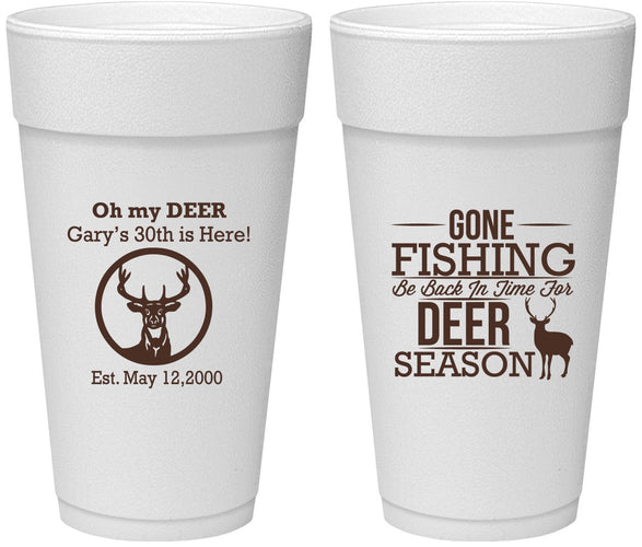 Personalized Birthday 24 oz Foam Cups - 30th Deer Season | 20129
