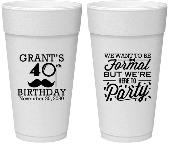 Personalized Birthday 24 oz Foam Cups - 40th | 20130
