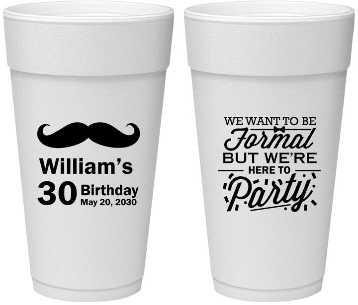 Personalized Birthday 24 oz Foam Cups - 30th | 20132