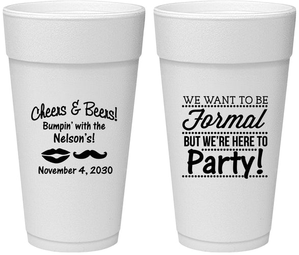 Personalized Birthday 24 oz Foam Cups - Cheers Beers Formal | 20133
