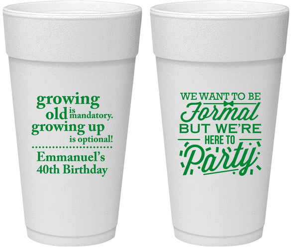 Personalized Birthday 24 oz Foam Cups - 40th | 20135