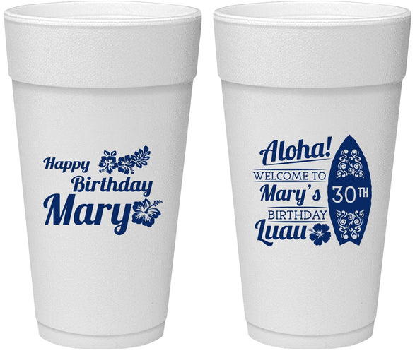 Personalized Birthday 24 oz Foam Cups - 30th Hawaii | 20136