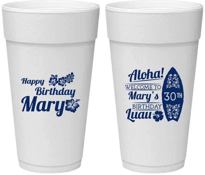 Personalized Birthday 24 oz Foam Cups - 30th Hawaii | 20136