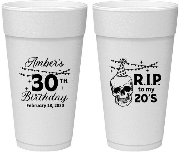 Personalized Birthday 24 oz Foam Cups - 30th Rip 20 | 20140