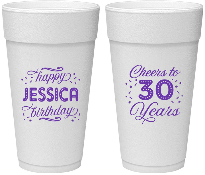 Personalized Birthday 24 oz Foam Cups - Cheers To 30 Years | 20142