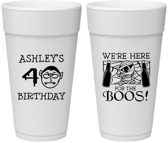 Personalized Birthday 24 oz Foam Cups - 40th Halloween | 20145