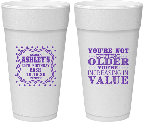 Personalized Birthday 24 oz Foam Cups - 30th | 20149
