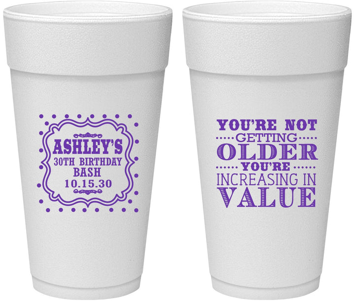 Personalized Birthday 24 oz Foam Cups - 30th | 20149