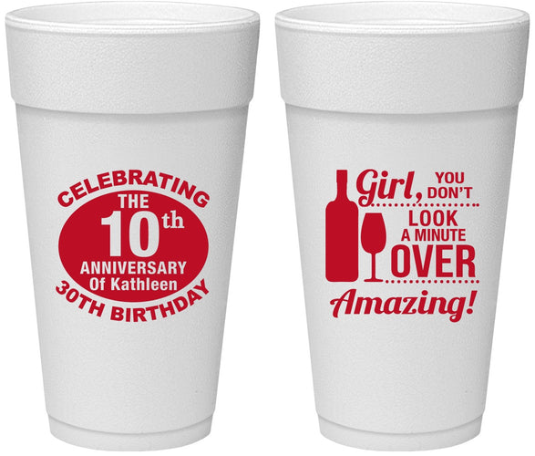 Personalized Birthday 24 oz Foam Cups - 40th | 20151