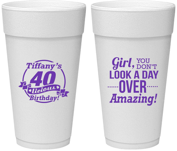 Personalized Birthday 24 oz Foam Cups - 40th | 20153