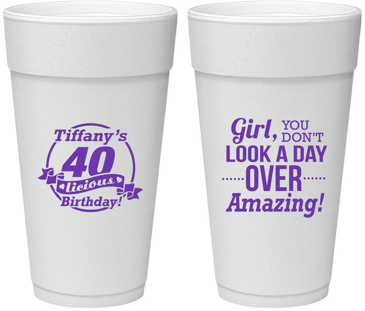 Personalized Birthday 24 oz Foam Cups - 40th | 20153