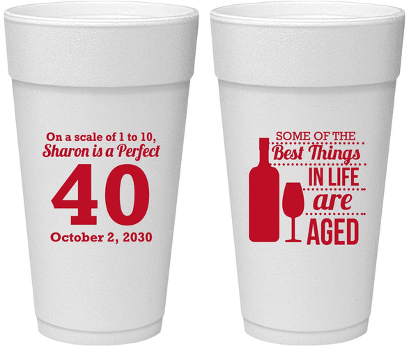 Personalized Birthday 24 oz Foam Cups - 40th Wine | 20155