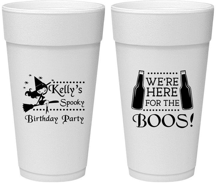 Personalized Birthday 24 oz Foam Cups - Halloween Spooky Boos | 20158
