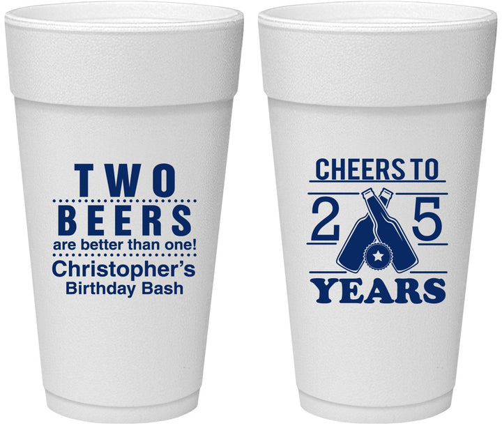 Personalized Birthday 24 oz Foam Cups - Cheers To 25 Years | 20163