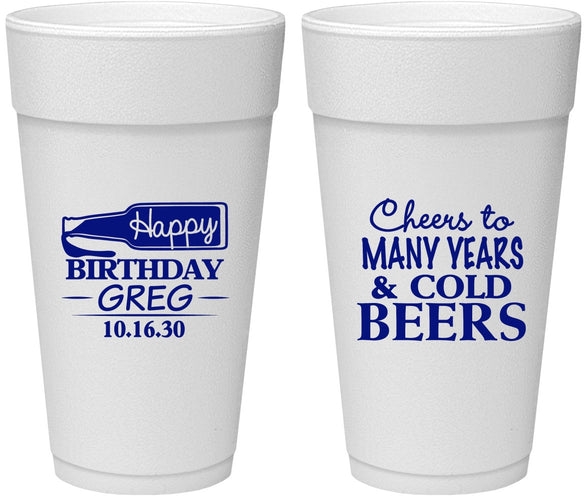 Personalized Birthday 24 oz Foam Cups - Cheers To Many Years | 20167