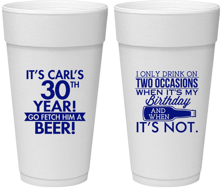 Personalized Birthday 24 oz Foam Cups - 30th | 20170