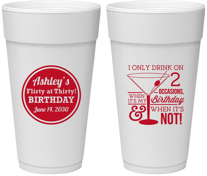 Personalized Birthday 24 oz Foam Cups - 30th | 20172