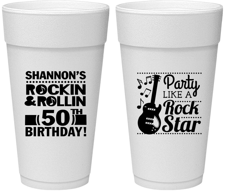 Personalized Birthday 24 oz Foam Cups - 50th Rock Star | 20173