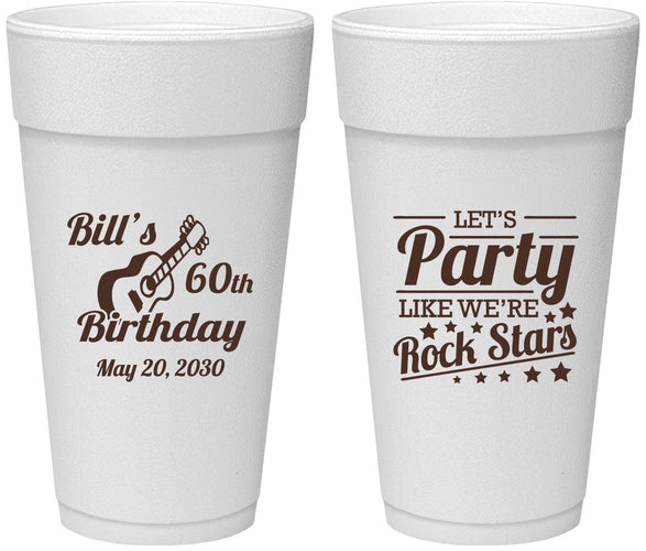Personalized Birthday 24 oz Foam Cups - 60th Rock Star | 20174