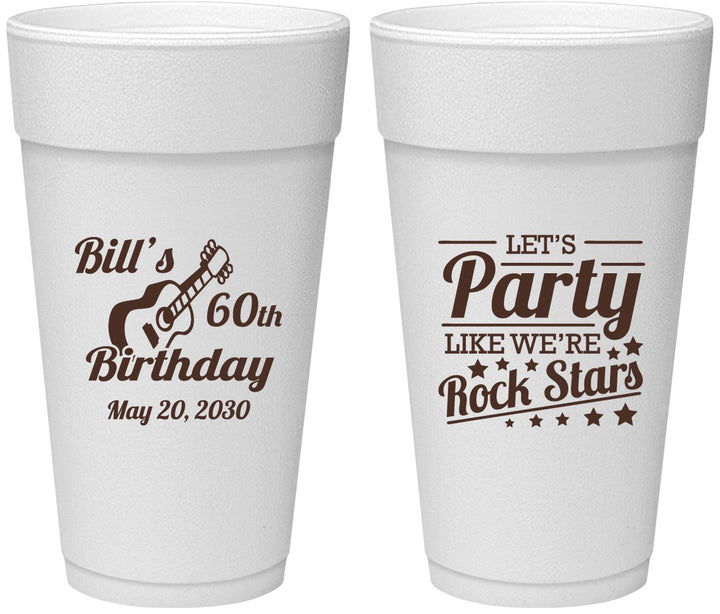 Personalized Birthday 24 oz Foam Cups - 60th Rock Star | 20174