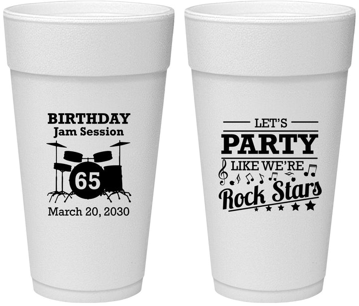 Personalized Birthday 24 oz Foam Cups - 65th Rock Star | 20175