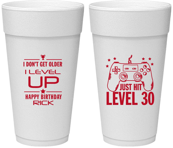 Personalized Birthday 24 oz Foam Cups - 30th Video Games | 20179