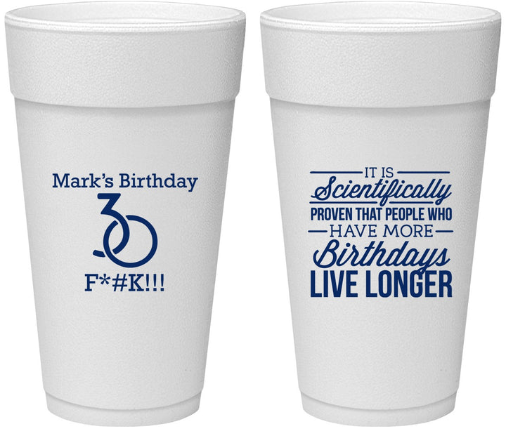 Personalized Birthday 24 oz Foam Cups - 30th | 20181