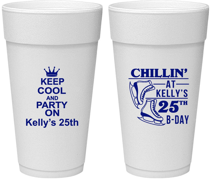 Personalized Birthday 24 oz Foam Cups - 25th Ice Scating | 20185