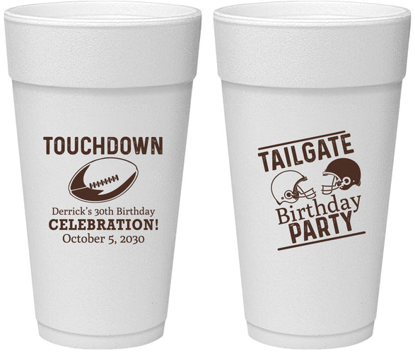 Personalized Birthday 24 oz Foam Cups - 30th Football | 20189